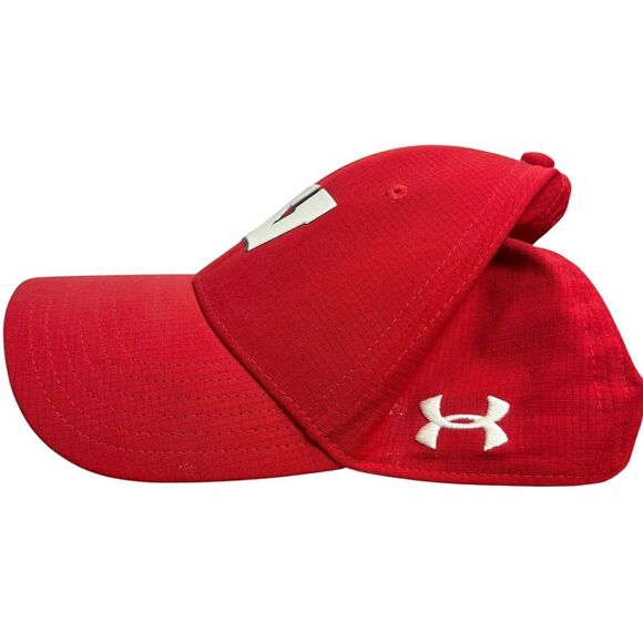 Under Armour Wisconsin Badgers Fitted Red Hat Ball Cap Size XL - Picture 2 of 6